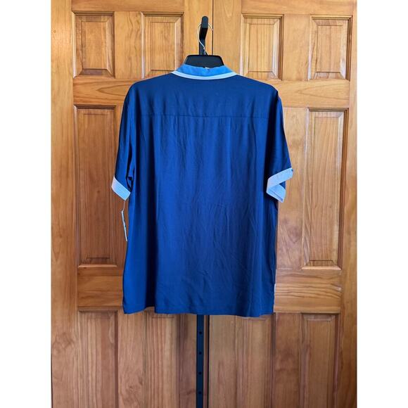 Cubavera Men's Large Blue & White Button Down Shirt 100% Viscose NEW w/tags - Picture 5 of 8